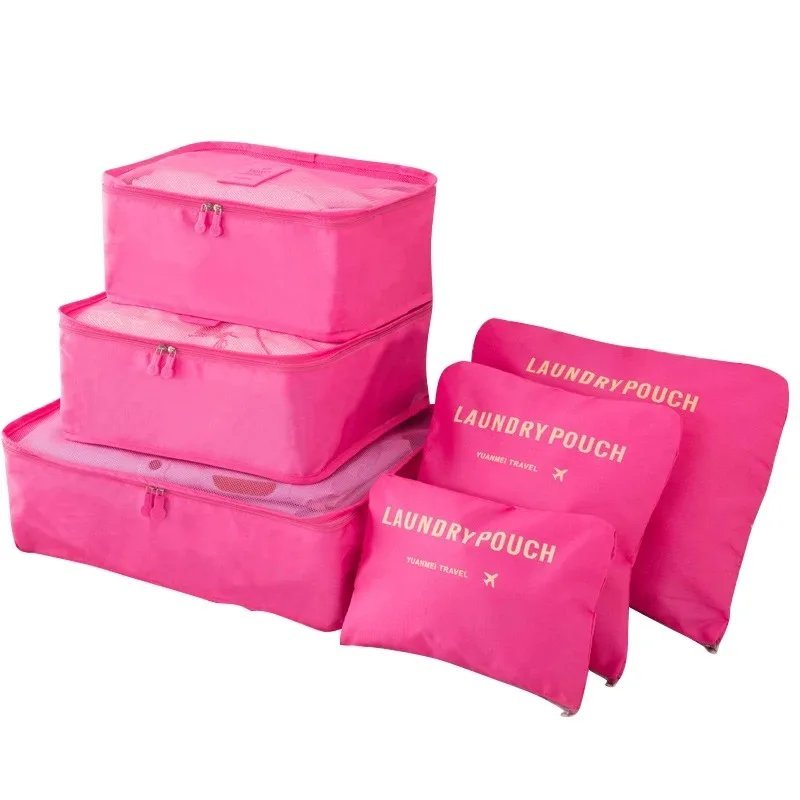Pink Packing Cube Set, Six Pieces